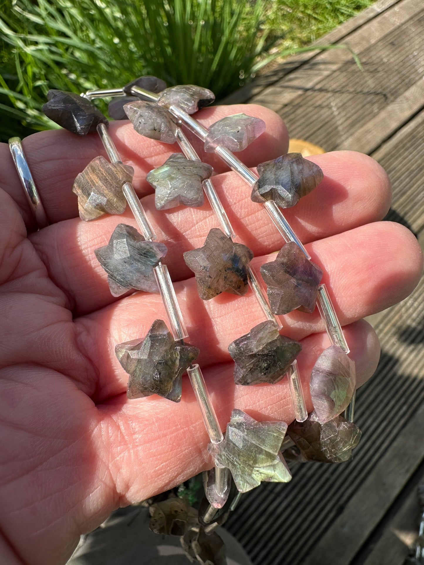 Labradorite Hand Faceted Briolette Gemstone star beads / Celestial Beads 10-12mm