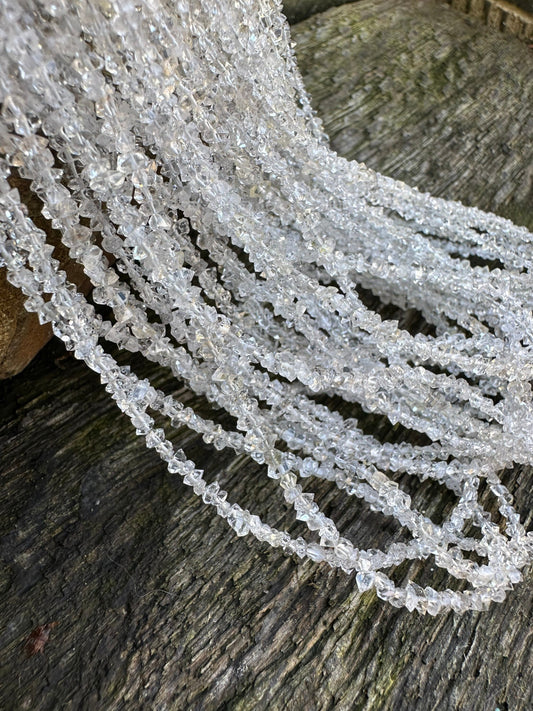 Herkimer Diamond Drilled Crystal Beads Super Sparkling Healing Gemstone Beads 3-4mm approx