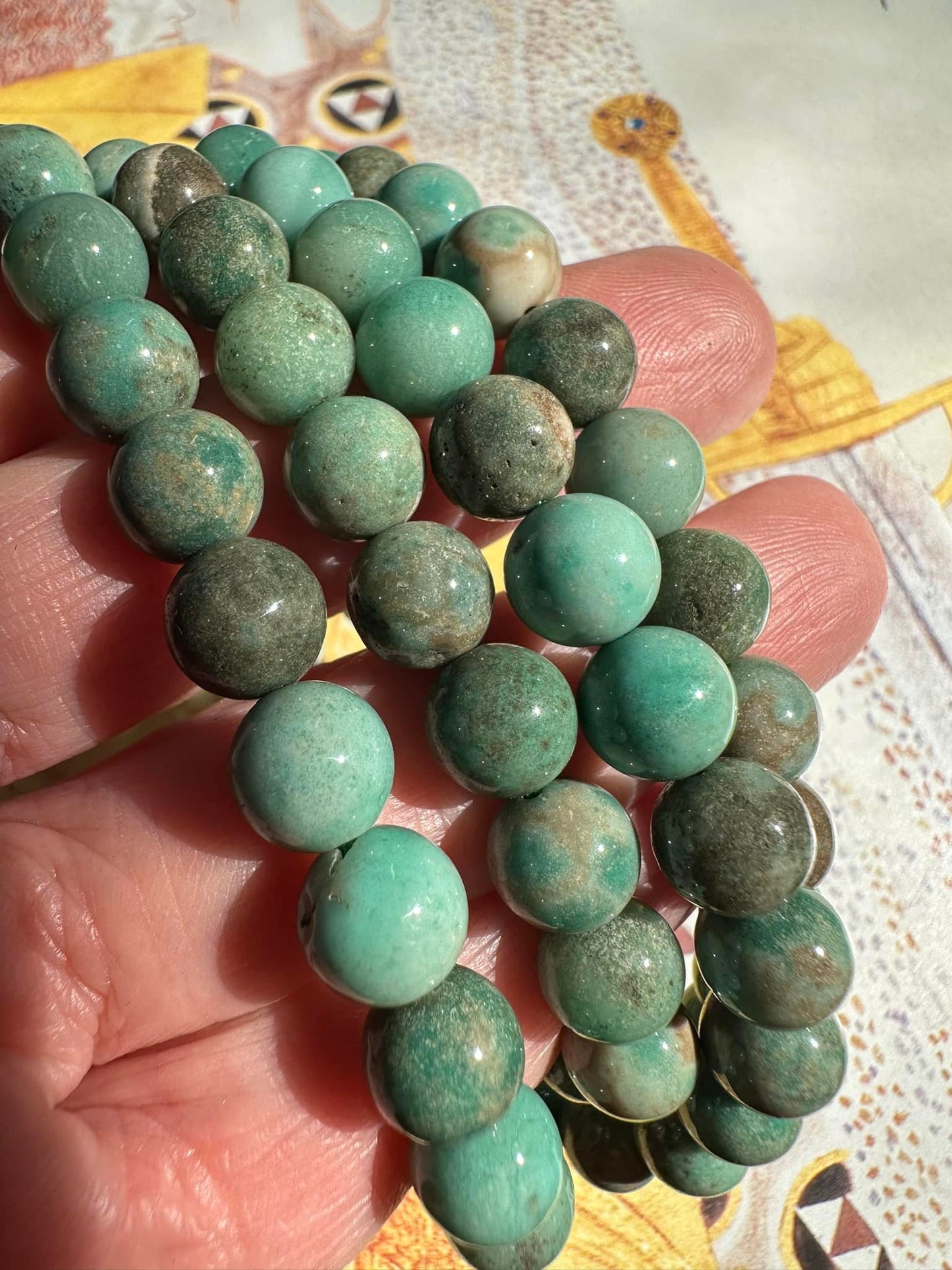 Rustic Handcut Natural Chrysoprase Round smooth Beads / Gemstone Beads/ 8mm