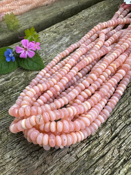 Amazing rustic Pink Opal Smooth handcut Rondelle Spacer Beads 5mm approx / Salmon Pink / Choose quantity