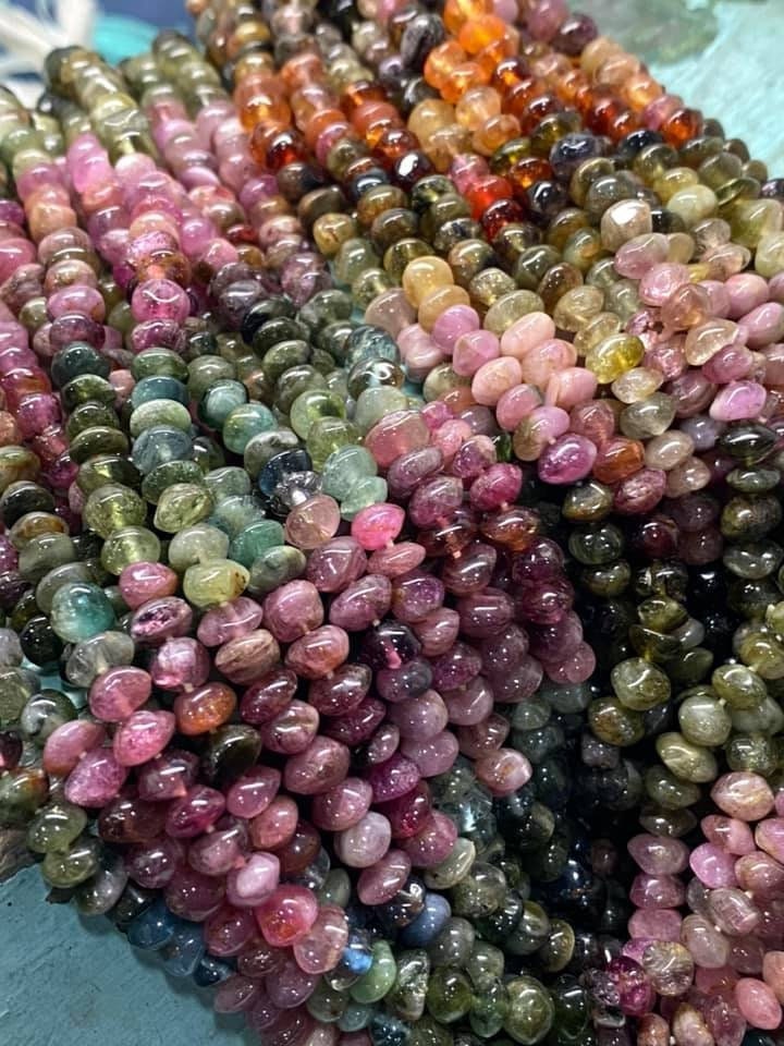 Rustic Watermelon Tourmaline Disc Rondelles 5mm Approx Handcut Uneven / Rondelle Beads Watermelon Tourmaline 14 inch strand