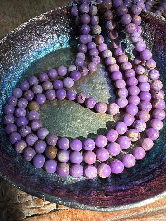 Purple natural Phosphosiderite Round beads / Rare Gemstone Beads 5mm beads