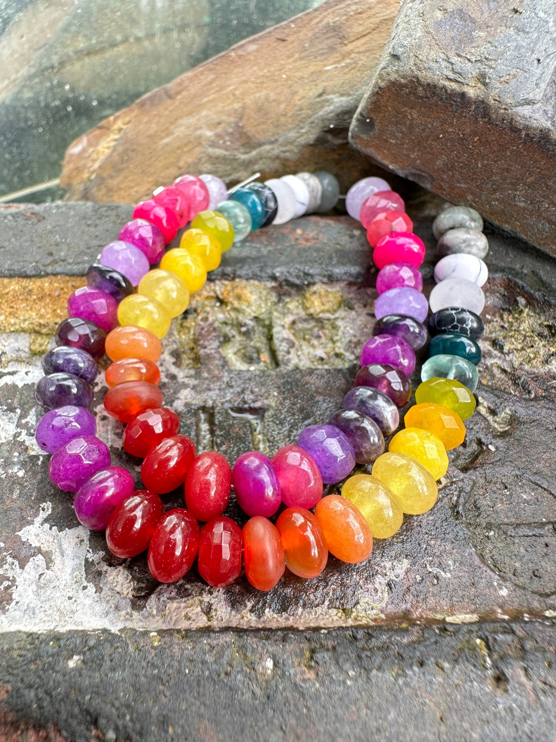 15cm of Beads MONICA Custom Rainbow Multi Gemstone Beads BEADS only 15cm strand of chosen colours