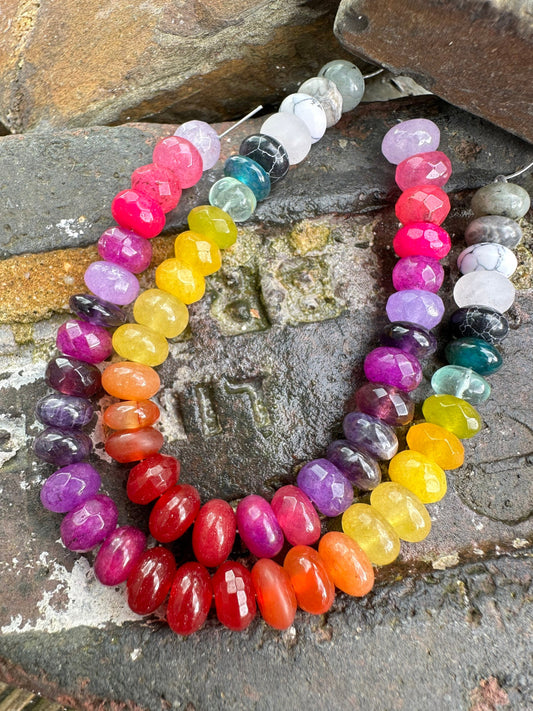 15cm of Beads MONICA Custom Rainbow Multi Gemstone Beads BEADS only 15cm strand of chosen colours
