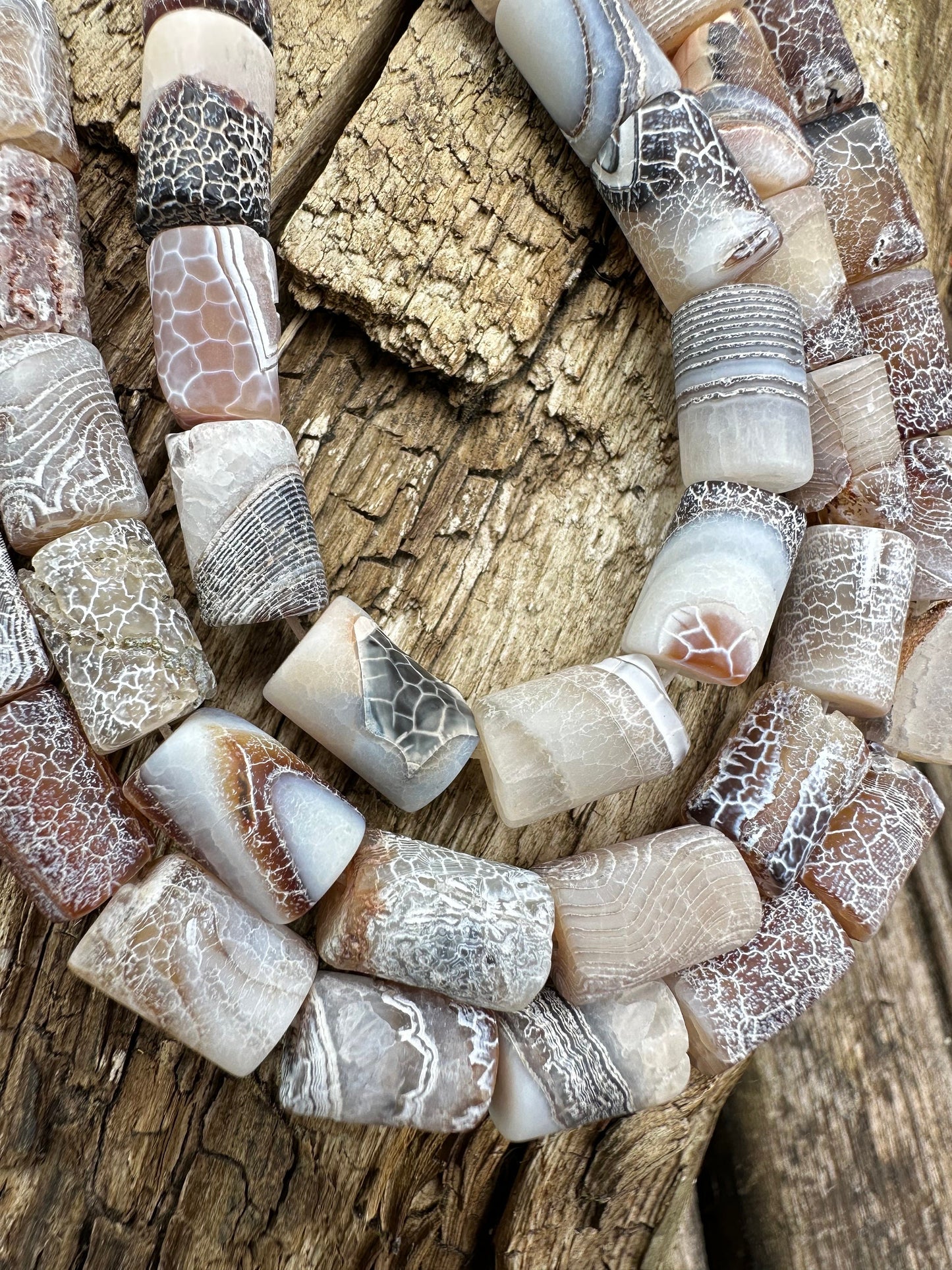 Unique rustic Aged Veined Cracked Agate brown caramel toned Drums Green Brown 12mm approx handcut