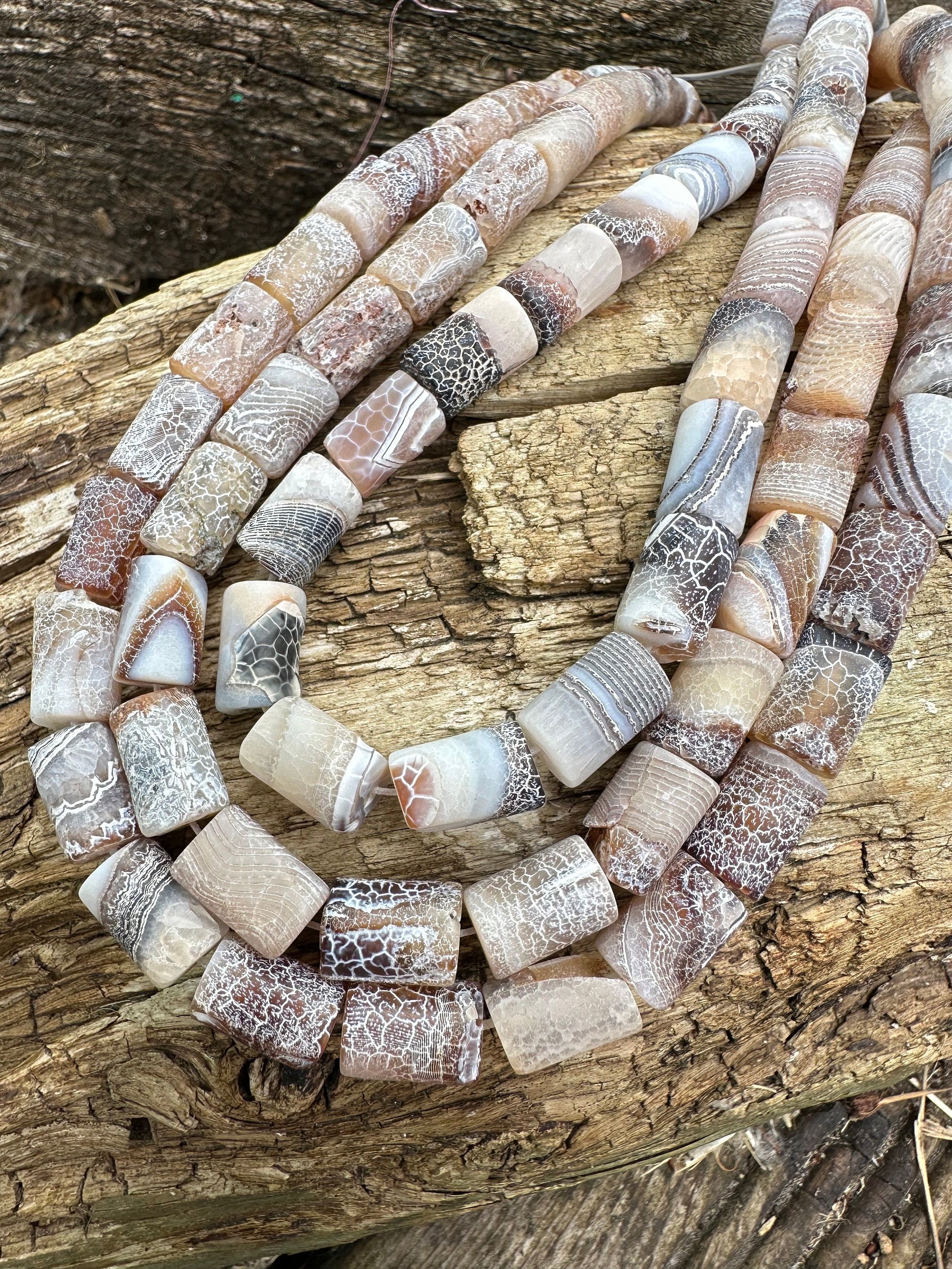 Unique rustic Aged Veined Cracked Agate brown caramel toned Drums Green Brown 12mm approx handcut