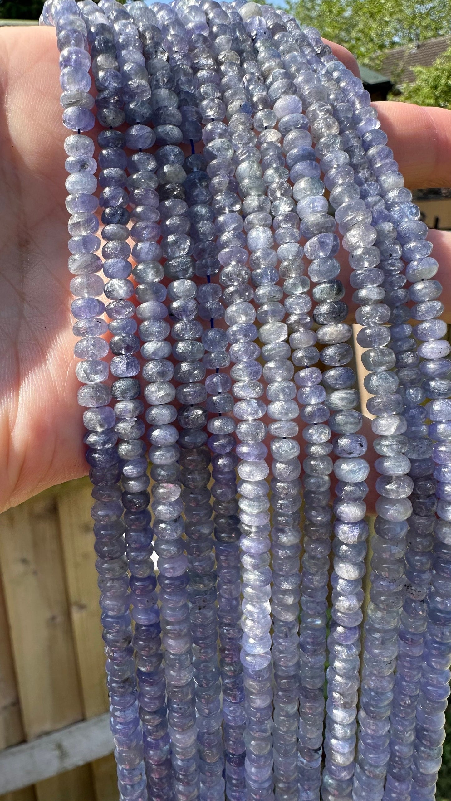 Natural Handcut Rustic Tanzanite Ethereal Wisteria Purple Smooth multi tonal rondelles 5-6mm