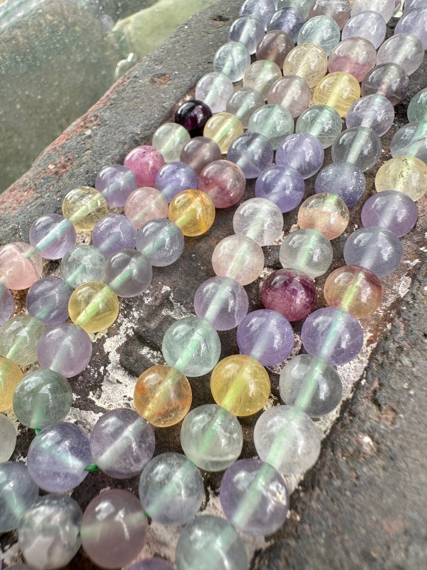 Rainbow Blue Lavendar Lilac Fluorite Fluorite Gemstone Beads / Natural Gemstone Beads / Fluorite Beads /