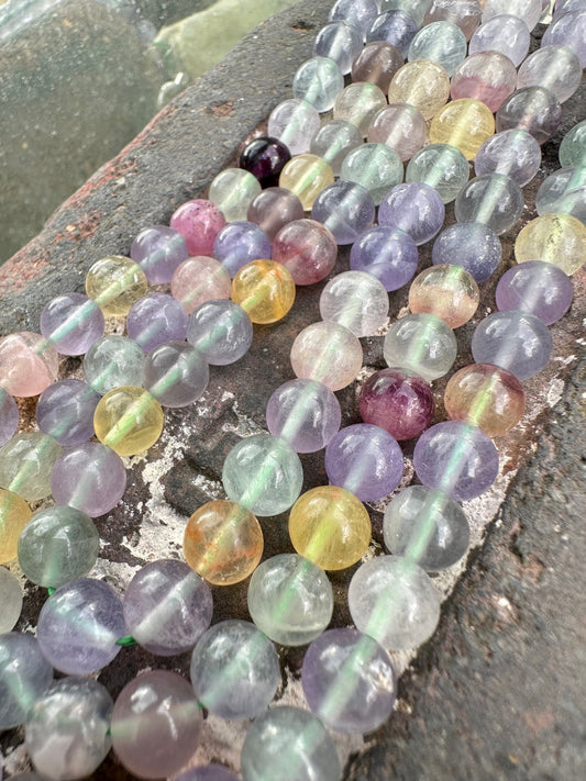 Rainbow Blue Lavendar Lilac Fluorite Fluorite Gemstone Beads / Natural Gemstone Beads / Fluorite Beads /