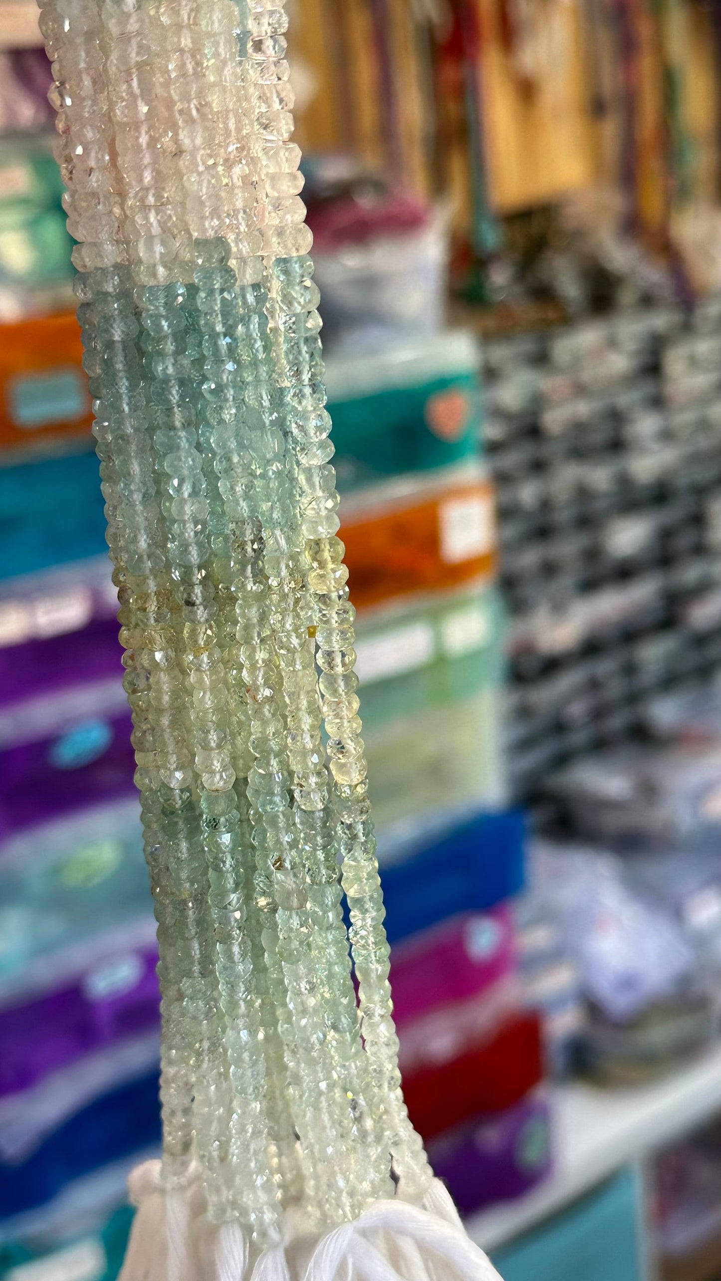 Natural Multi Tonal ombré clear, aqua, blue, pink faceted Aquamarine rondelles / 5mm