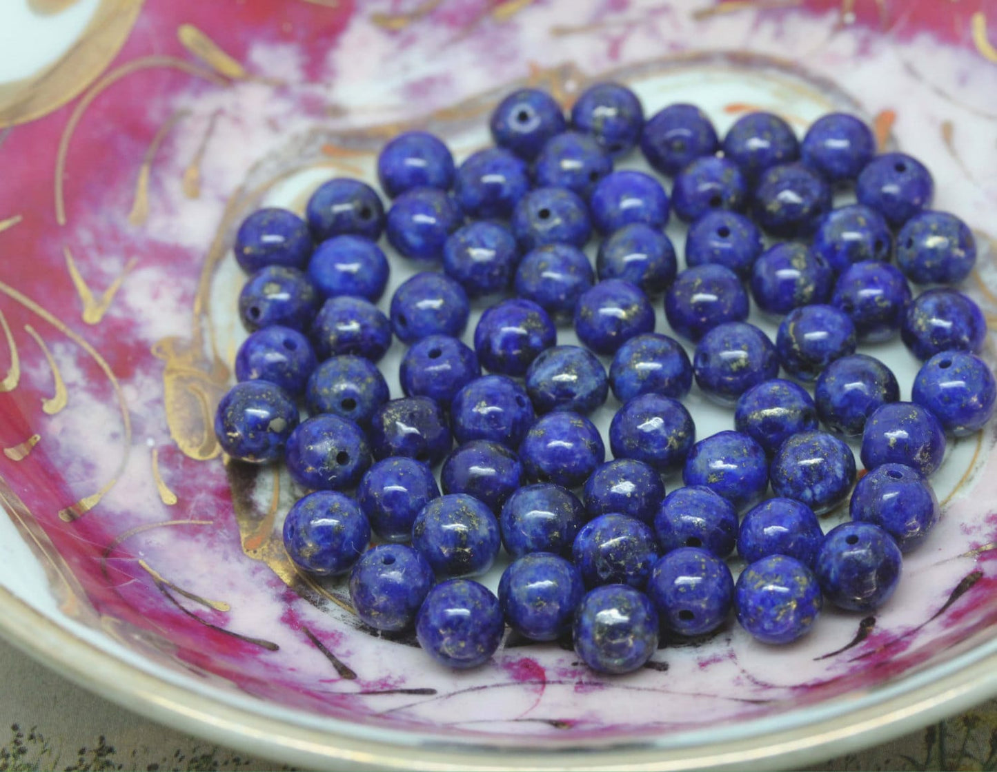 Lapis Lazuli 7mm Lapis Beads / Lapis Beads Top Quality Pyrite Inclusions / Lapis Lazuli Rounds / 8 bead set