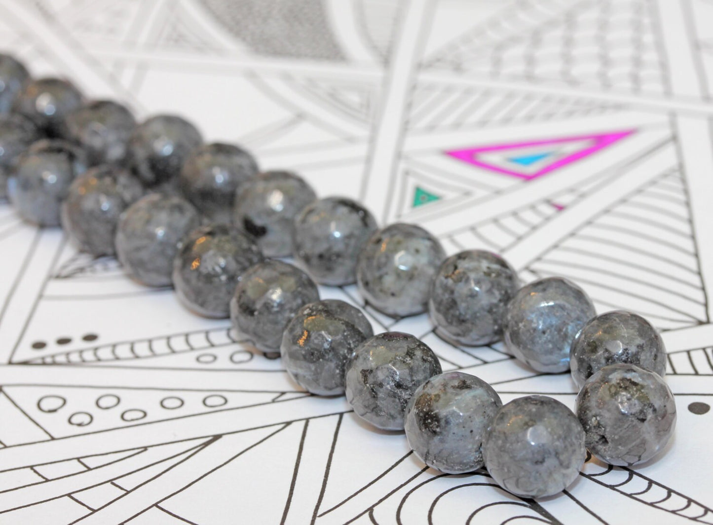 3 x Larvikite Gemstone Round Beads 8/10mm / Natural Grey Larvikite Beads / Faceted Larvikite Labradorite 8/10mm Beads Larvikite Shillah