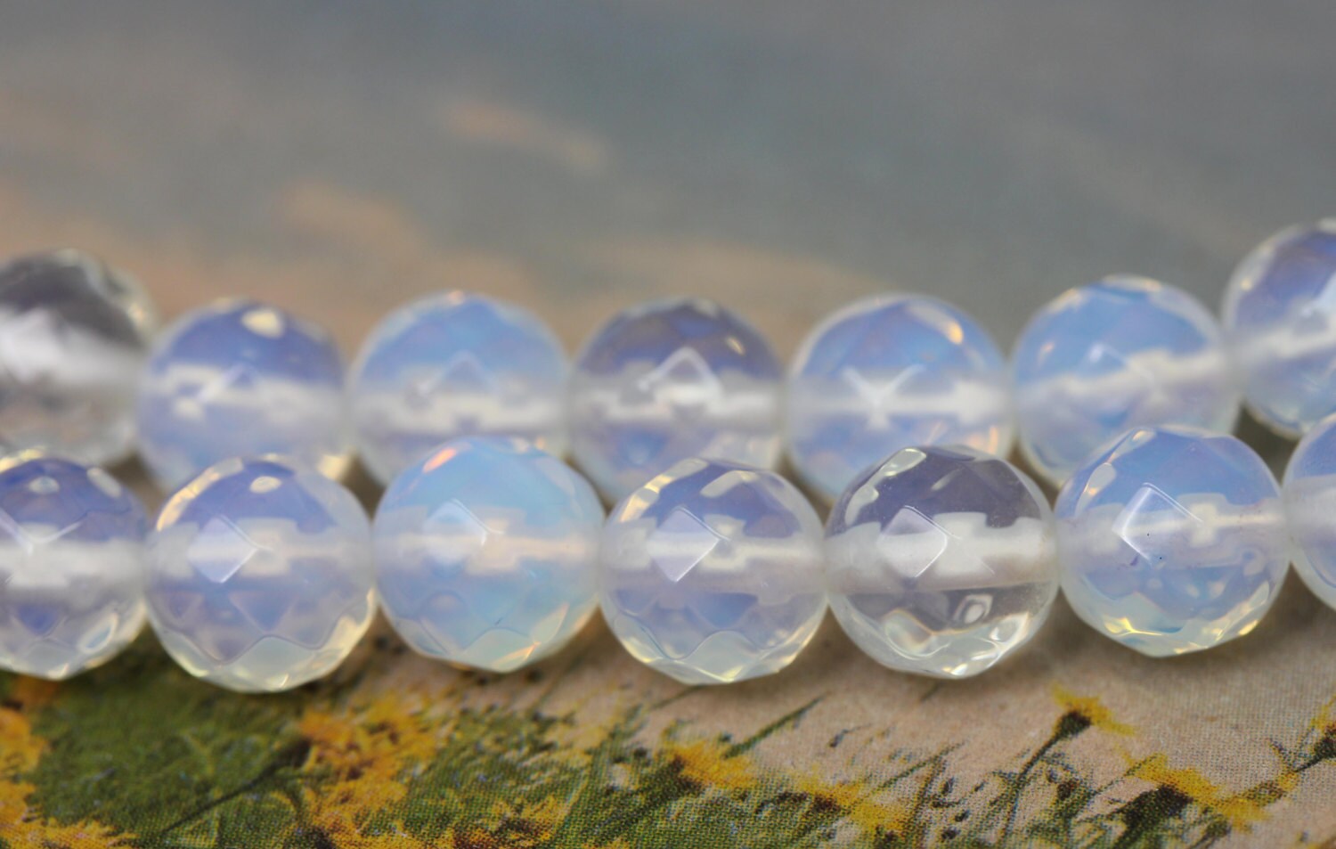 Opalite Faceted Round Beads 4 6 8 mm /Lovely Glowy Moonstone Tones/ Opalite Beads / Sea Opal Beads / Opalite round Beads / Opalite Moonstone
