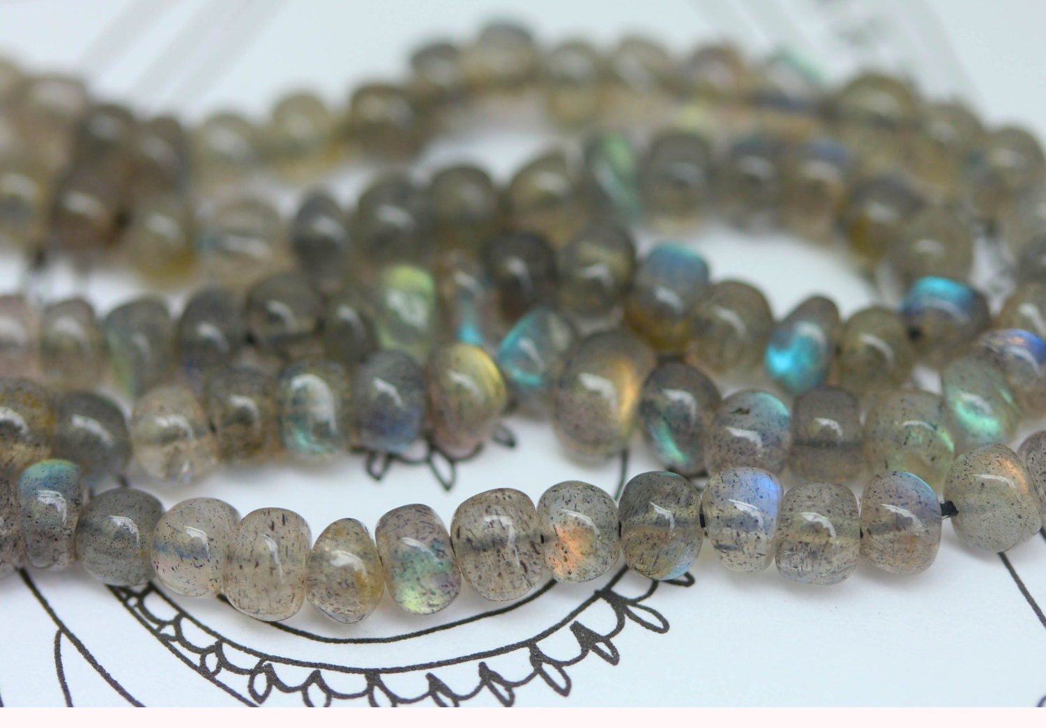 Labradorite Rustic Rondelle handmade Beads 4-5 mm Top Quality Flashy Labradorite / Blue Orange Green Labradorite AAA Labradorite Beads