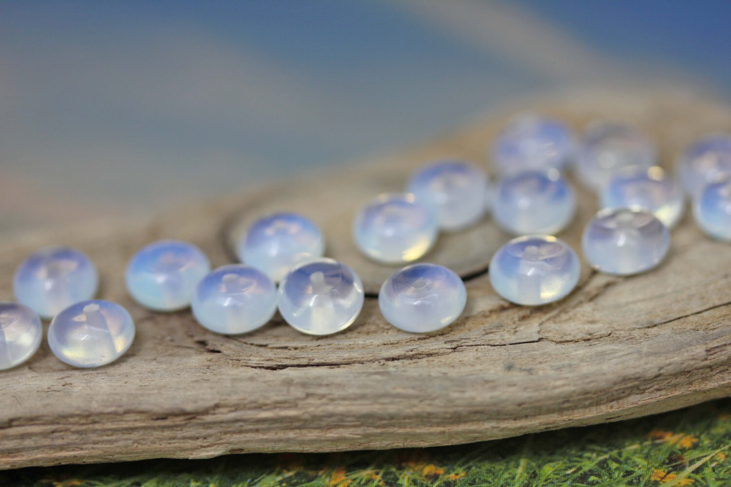 Opalite Rondelle Beads 8 x 5 mm / Sea Opal Beads / Glowing Moonstone Gemstone Beads / Opalite round beads 6 beads