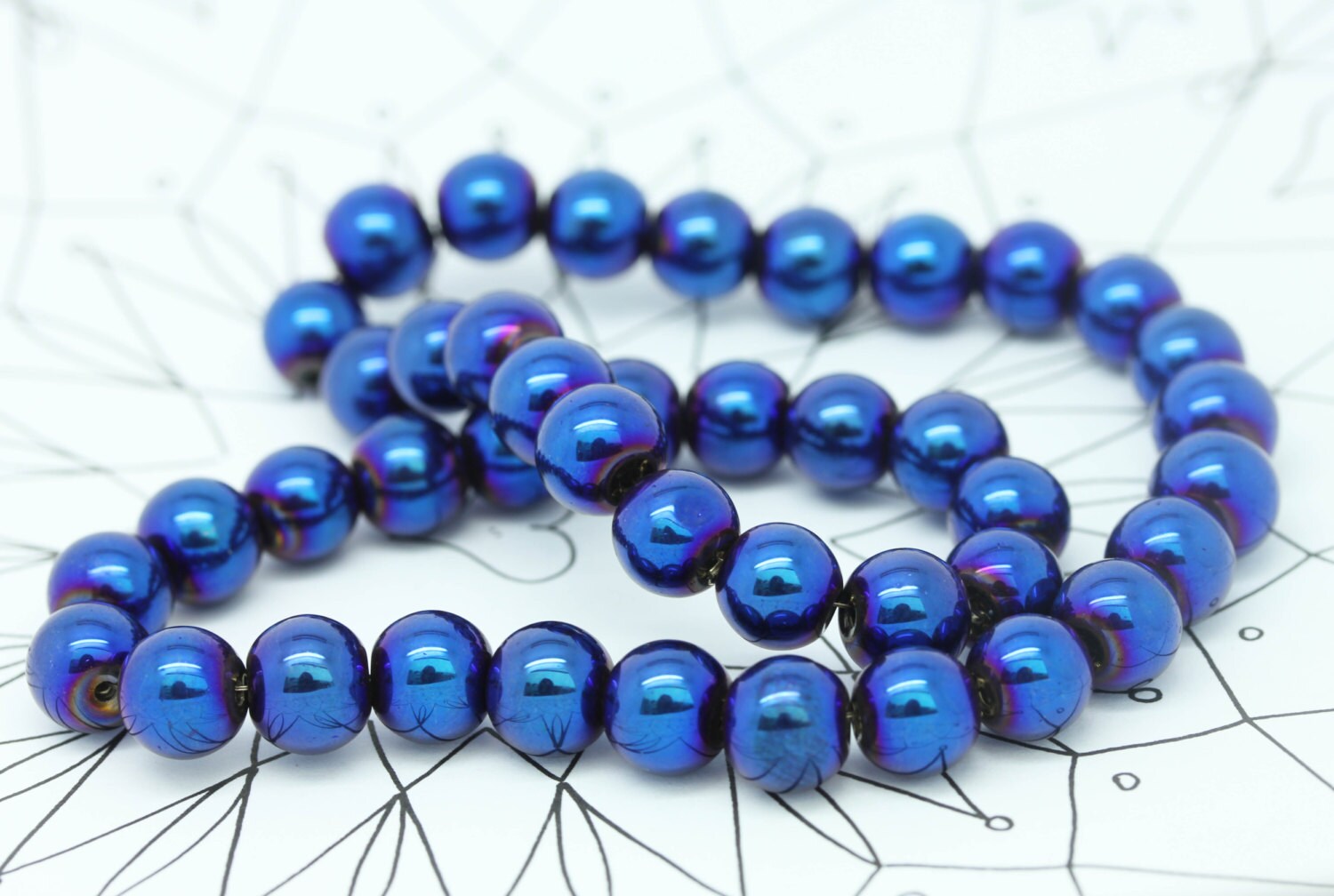 Magic Blue Titanium Plated Crystal Round Beads 12 mm / Metallic Blue Beads / Electric Blue Glass Beads 4 BEADS