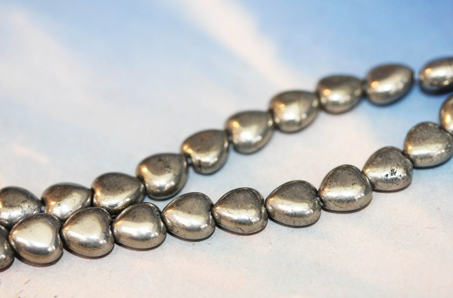 Natural Gemstone Pyrite hearts 8mm or 10mm / Gold Pyrite Beads / Gemstone Heart Beads / 3 x Natural Heart Beads