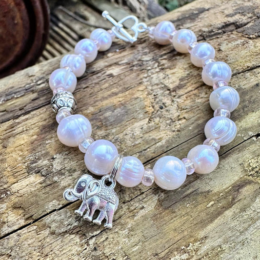 Olympia Pearl bracelet with Elephant Charm